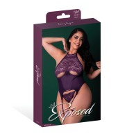 Leather & Lace Corset Set Plum Color