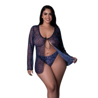 Hazy Dayz Tie Front Top & Thong Set in Black Multi QN