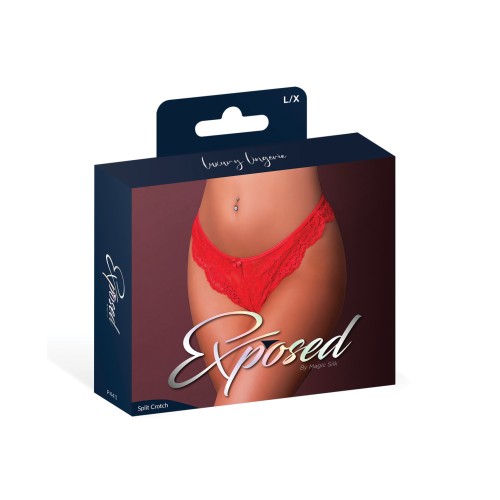 Sugar High Split Crotch Panty - Red L/XL