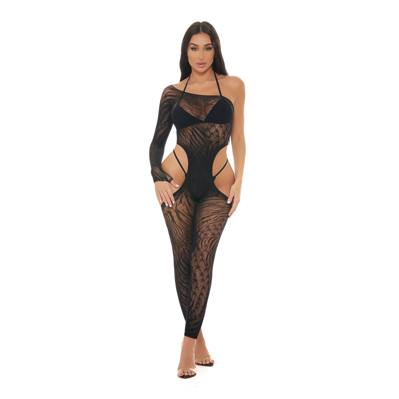 Bodystocking Estrella Labbra Rosa - Negro