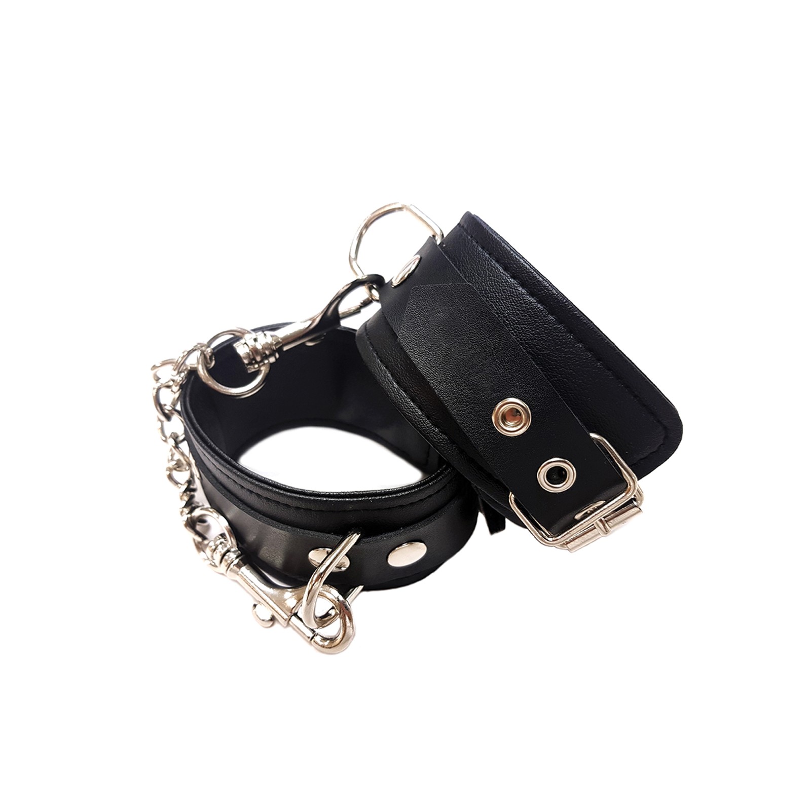 Rouge Fetish Play Vegan Leather Wrist Cuffs Black