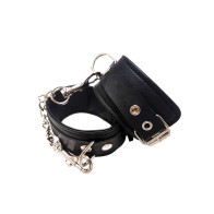 Rouge Fetish Play Vegan Leather Wrist Cuffs Black