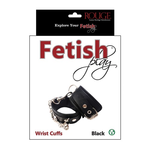 Rouge Fetish Play Vegan Leather Wrist Cuffs Black