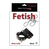 Rouge Fetish Play Vegan Leather Wrist Cuffs Black