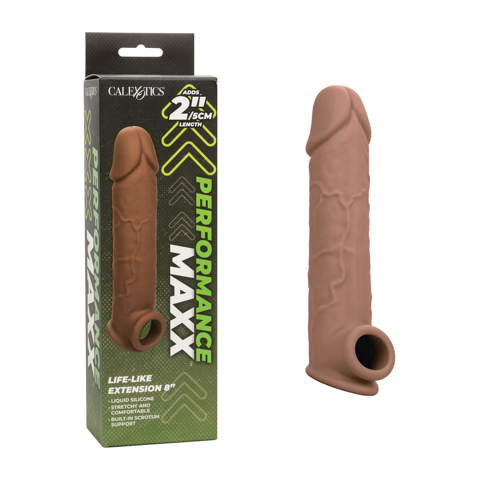 Extensión de Pene Realista de 8 Pulgadas Performance Maxx Marrón