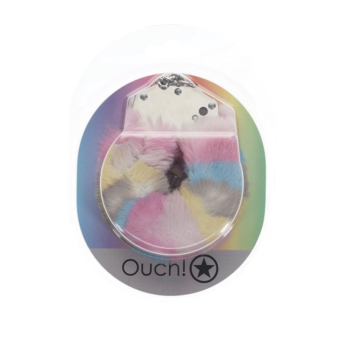 Shots Ouch Heavy-duty Fluffy Handcuffs Powder Rainbow