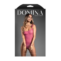 Domina One-Shoulder Sheer Pink Teddy with Rope Cuffs