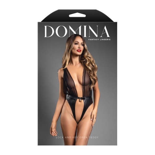 Domina Plunge Front Teddy - Black