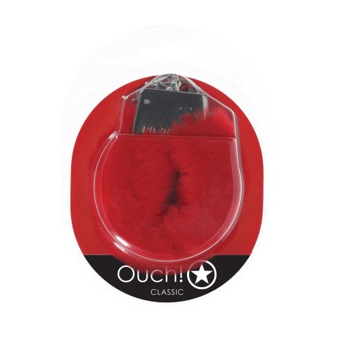 Shots Ouch Classic Fluffy Handcuffs Red