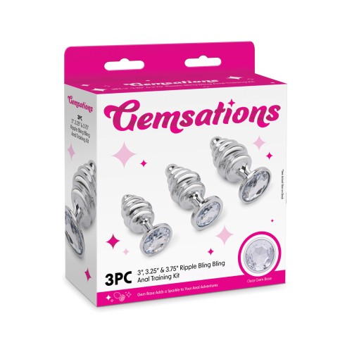 Gemsations Set de 3 Plugs Anales de Metal Plata