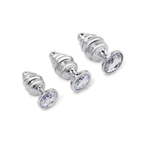 Gemsations 3 pc Metal Butt Plug Set Silver