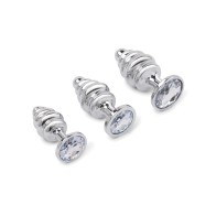 Gemsations Set de 3 Plugs Anales de Metal Plata