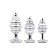 Gemsations 3 pc Metal Butt Plug Set Silver