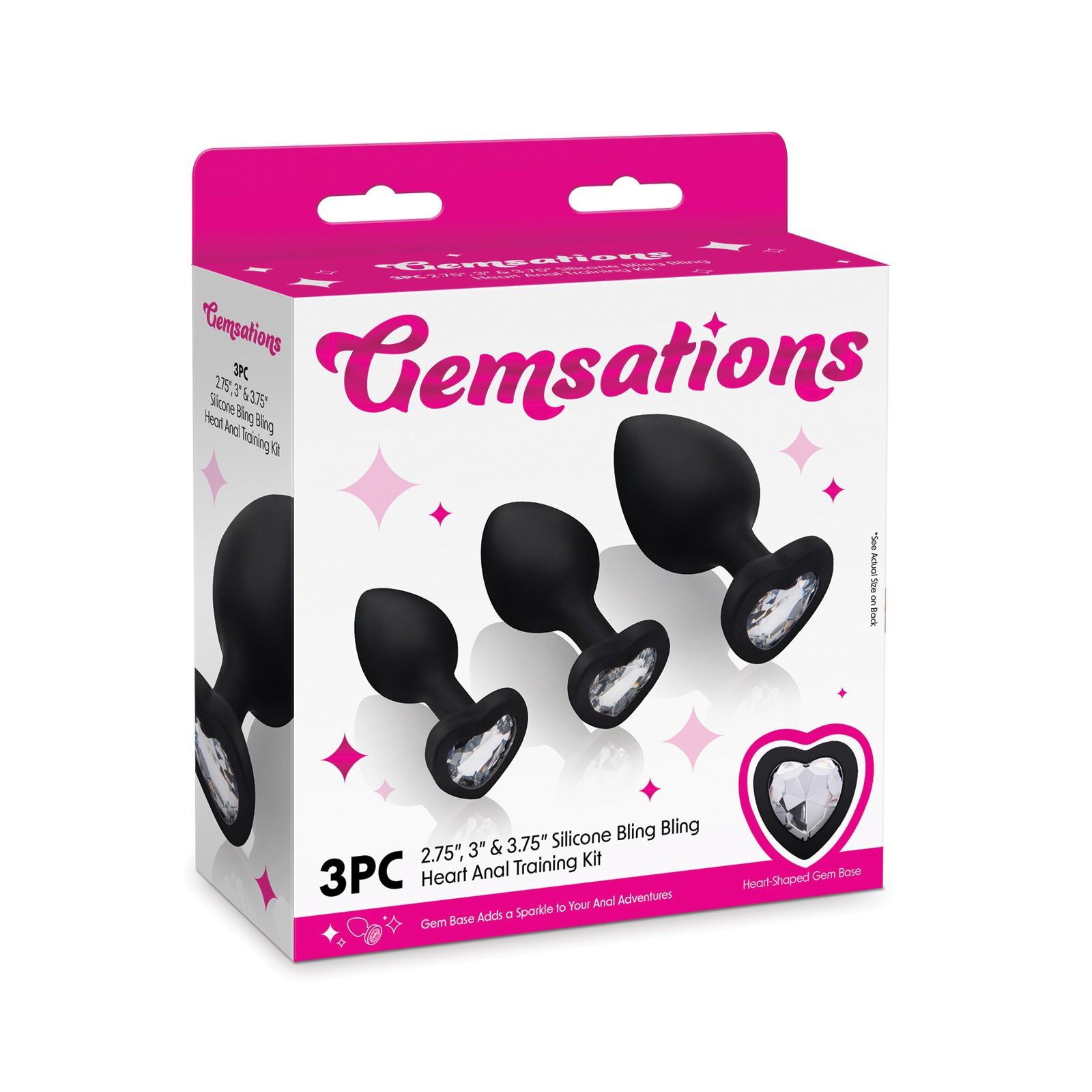 Gemsations Silicone Heart Butt Plug Training Set for Safe Exploration