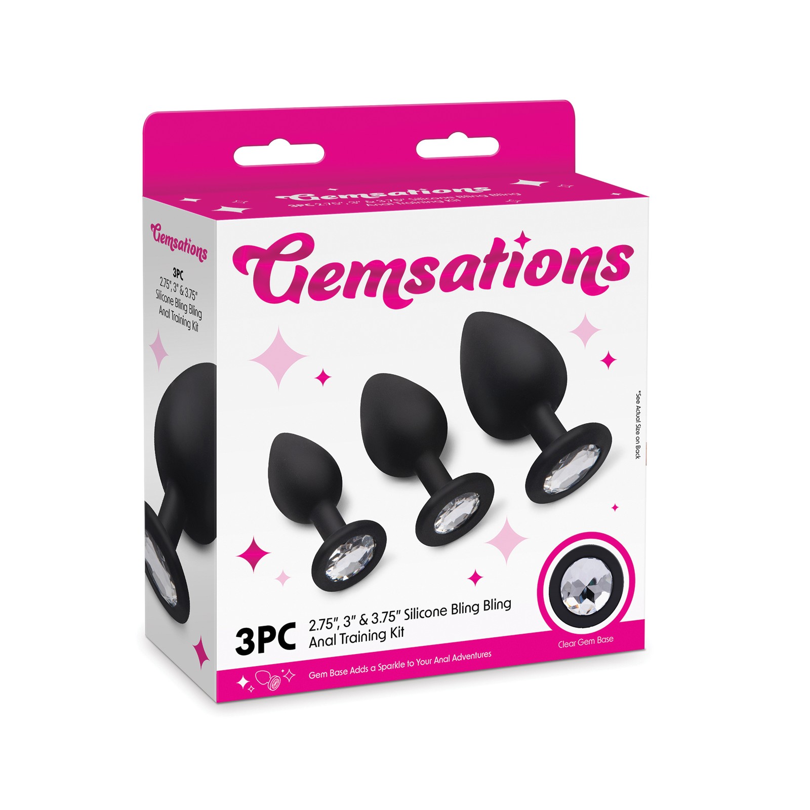 Set de Entrenamiento de 3 Pcs Gemsations de Butt Plugs de Silicona - Negro