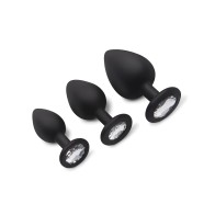 Gemsations 3 pc Silicone Training Butt Plug Set - Black