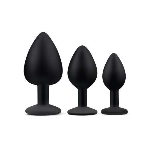 Set de Entrenamiento de 3 Pcs Gemsations de Butt Plugs de Silicona - Negro