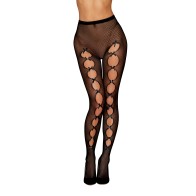 Fishnet Pantyhose Back Seam Satin Bows Black