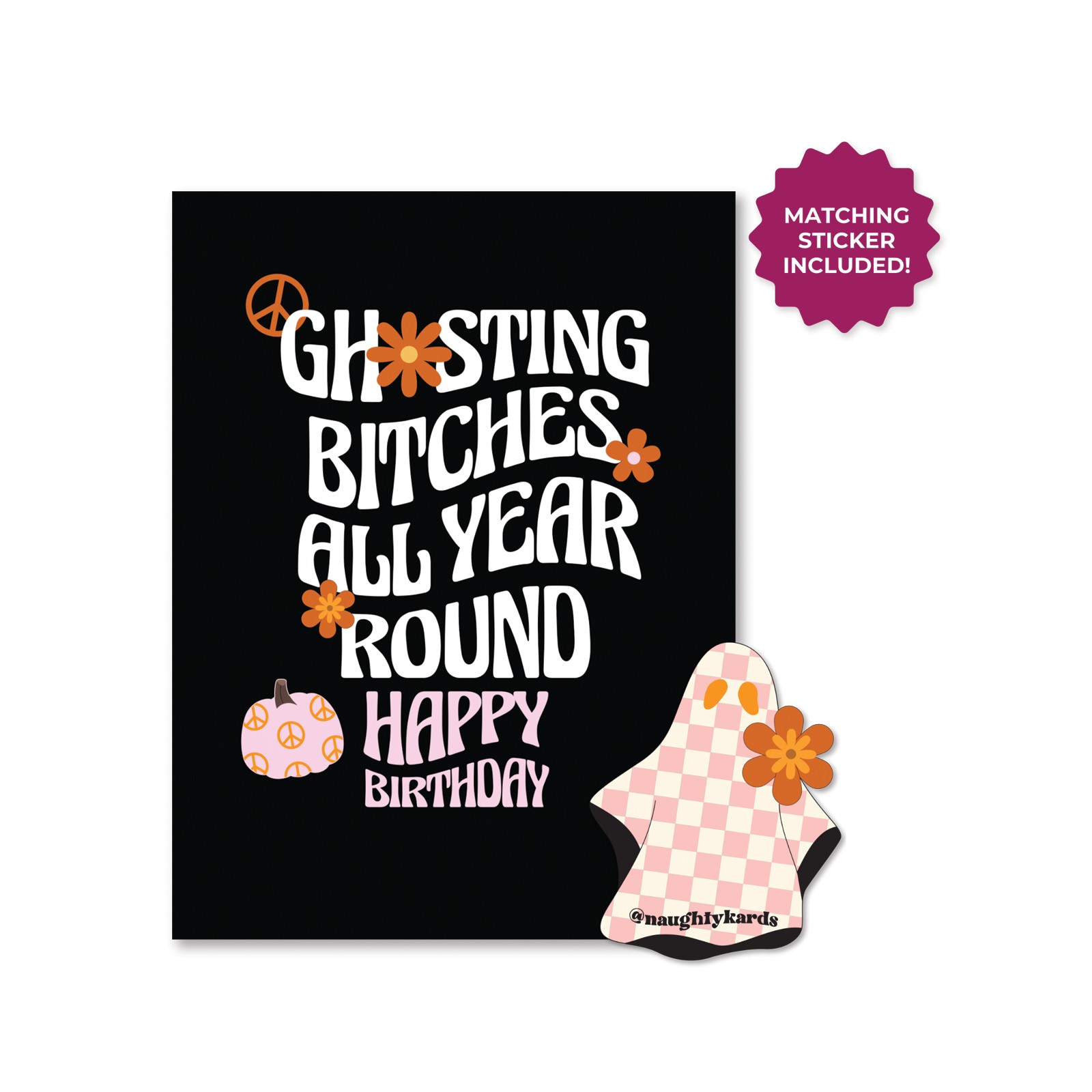 Tarjeta de Cumpleaños Halloween Ghosting con Sticker