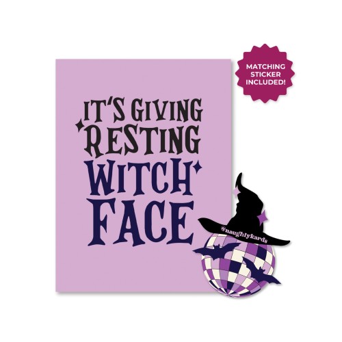 Halloween Witch Face Greeting Card Sticker