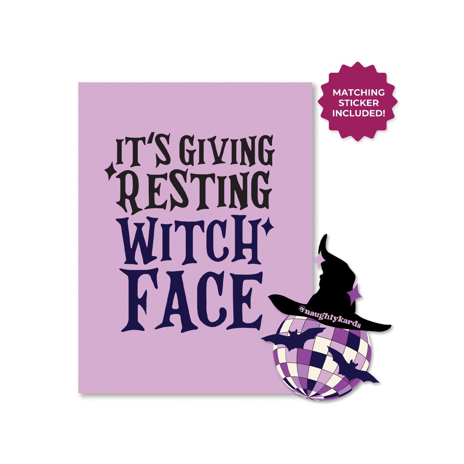 Halloween Witch Face Greeting Card Sticker