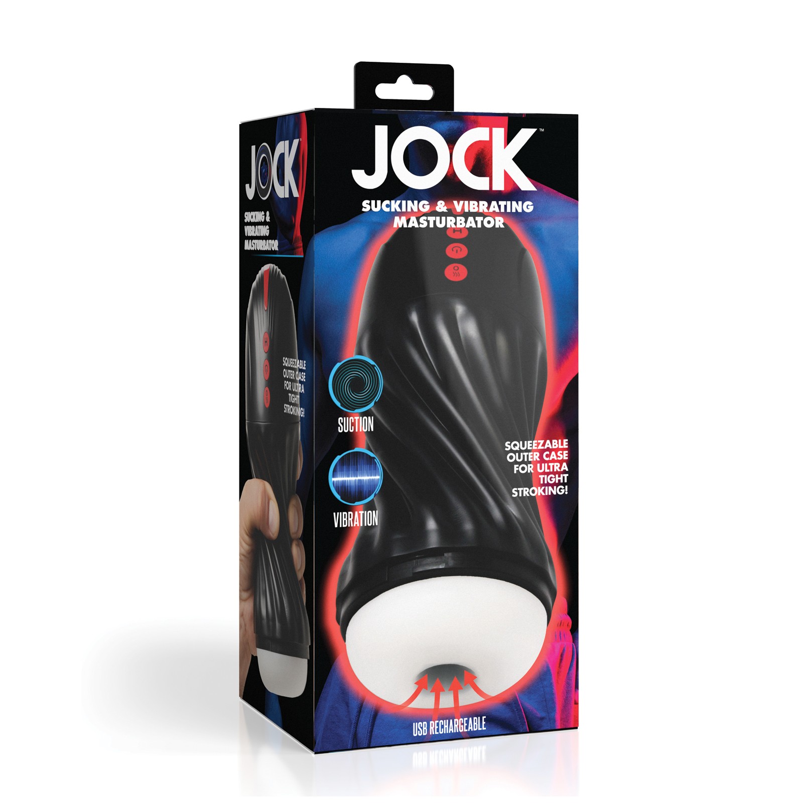 Curve Toys Jock Sucking Vibrating Masturbator Black