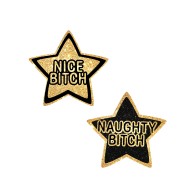 Neva Nude Nice Naughty Bitch Glitter Stars Black Gold