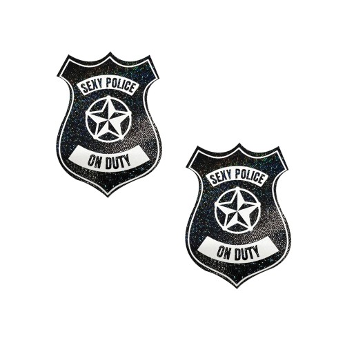 Neva Nude Police Badge Pasties Black White