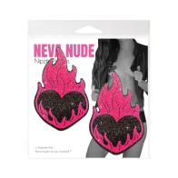 Neva Nude Flaming Heart Glitter Pasties Black/Red