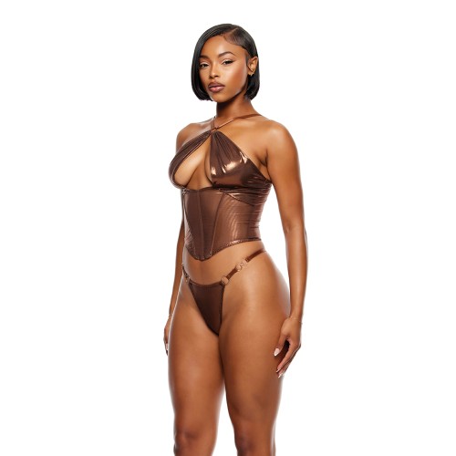 Liquid Metal Mesh Bustier Set - Copper Large