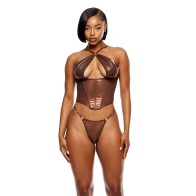 Conjunto de Bustier de Malla Metálica y G-String - Elegancia Impresionante