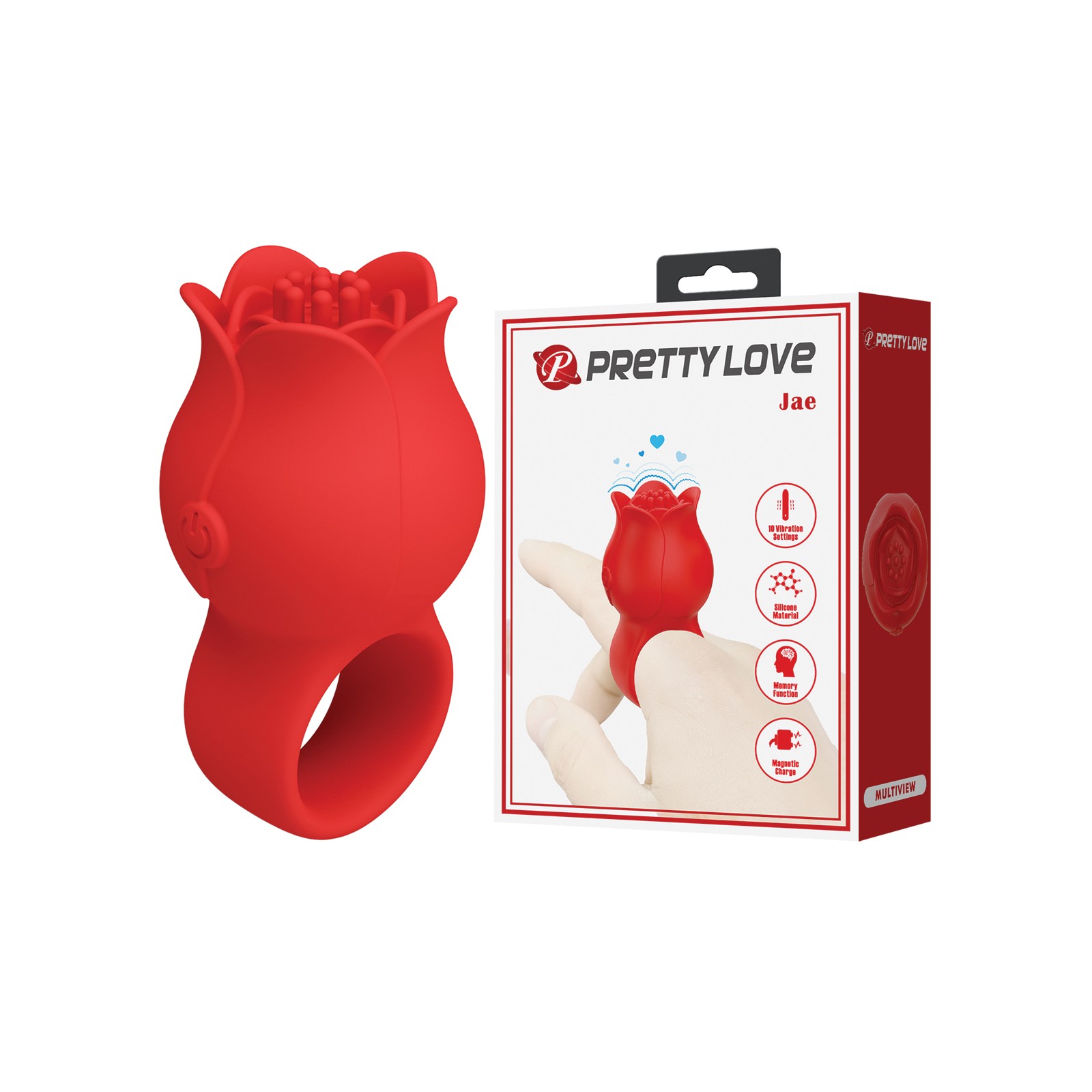 Pretty Love Jae Red Flower Ring Finger Vibrator