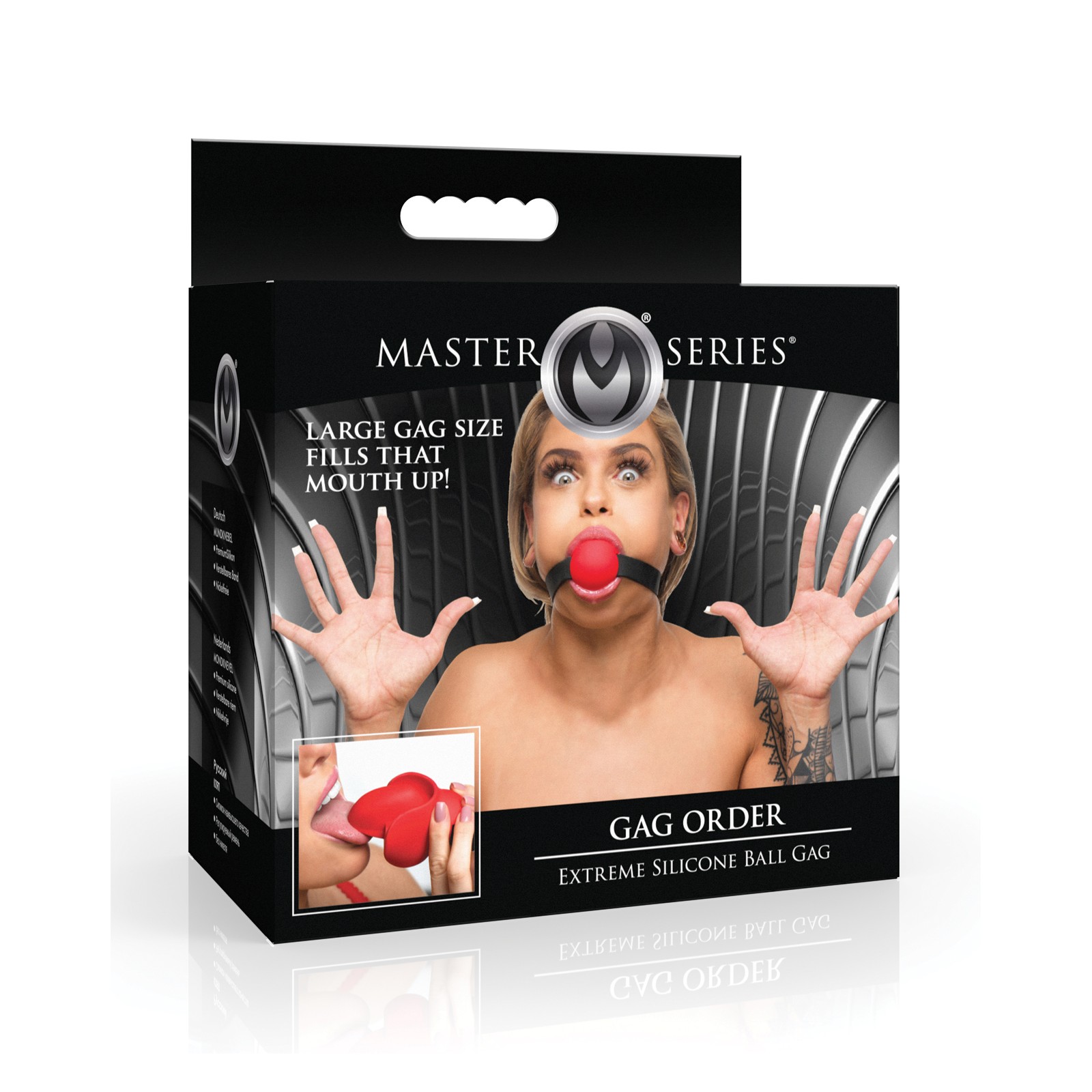 Master Series Gag Order Gag Ball de Silicona Extrema - Rojo/Negro