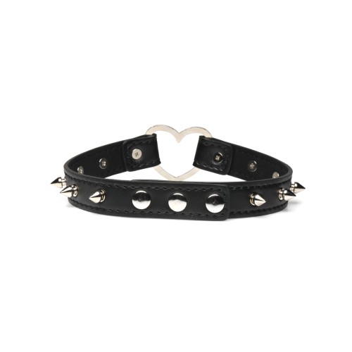 Collar con Picos de Corazón Master Series - Negro