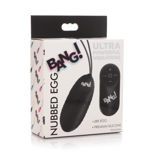 Huevo de Silicona Nubbed Bang 28X con Control Remoto Negro