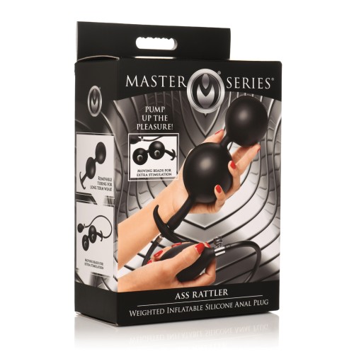 Master Series Ass Rattler Weighted Inflatable Silicone Anal Plug - Black