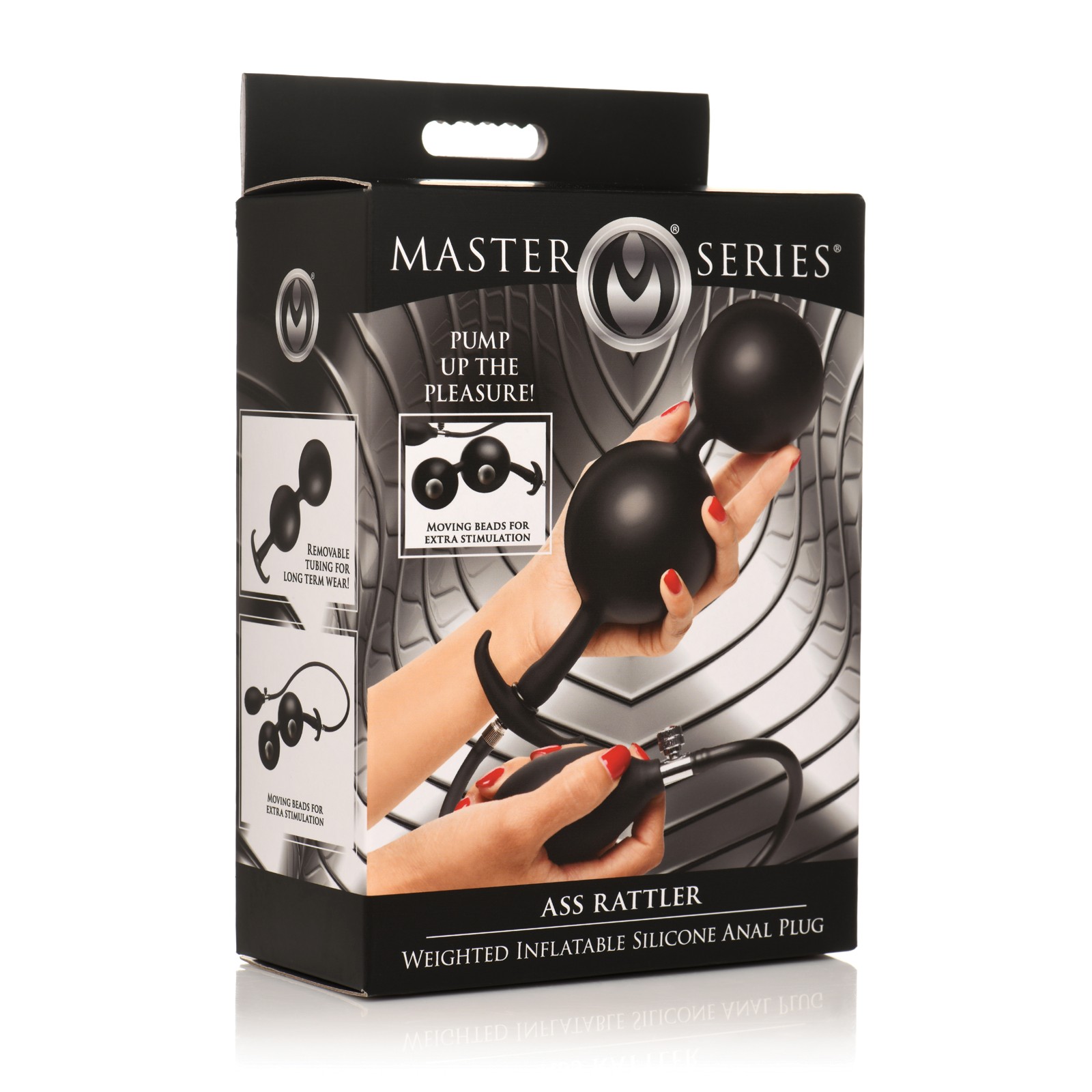 Master Series Ass Rattler Weighted Inflatable Silicone Anal Plug - Black