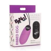 Bang! 28X Ribbed Silicone Egg with Remote Control - Purple