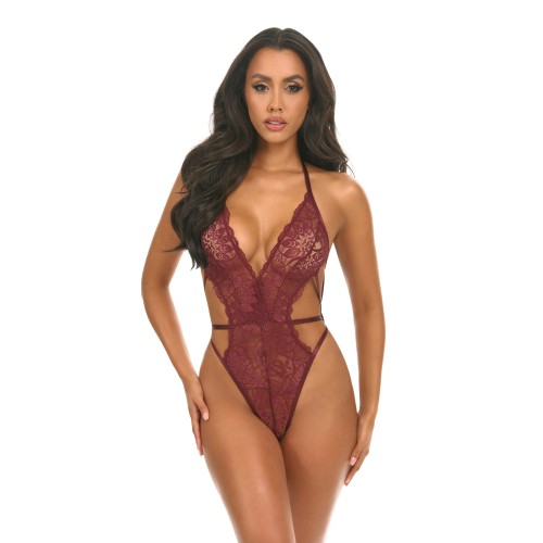 Lina Lace Halter Teddy Zinfandel L XL