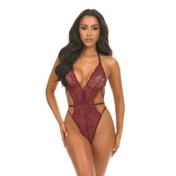 Lina Lace Halter Teddy Zinfandel L XL