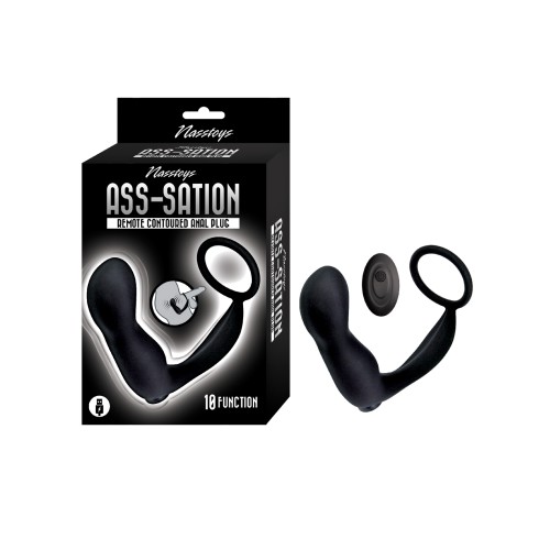 Plug Anal Contorneado Ass-station con Control Remoto - Negro