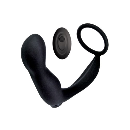 Ass-station Contoured Anal Plug with Remote - Black