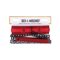 Ex's & Oh's Collar & Leash Set - Red/Black