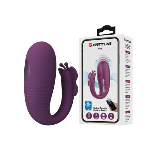 Vibrador de Thrusting Manual Sin Manos con App Pretty Love Klay - Púrpura