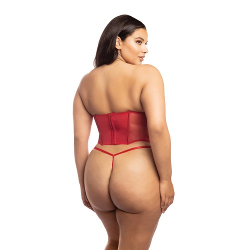 Bustier de Terciopelo del Entourage de Santa con G-String Rojo/Blanco 1X/2X