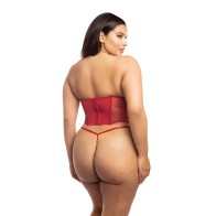 Bustier de Terciopelo del Entourage de Santa con G-String Rojo/Blanco 1X/2X