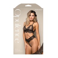 Bralette de Encaje de Pestañas Metálicas Negro ML