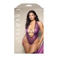 Opulence Shimmer Mesh Halter Teddy Purple QN