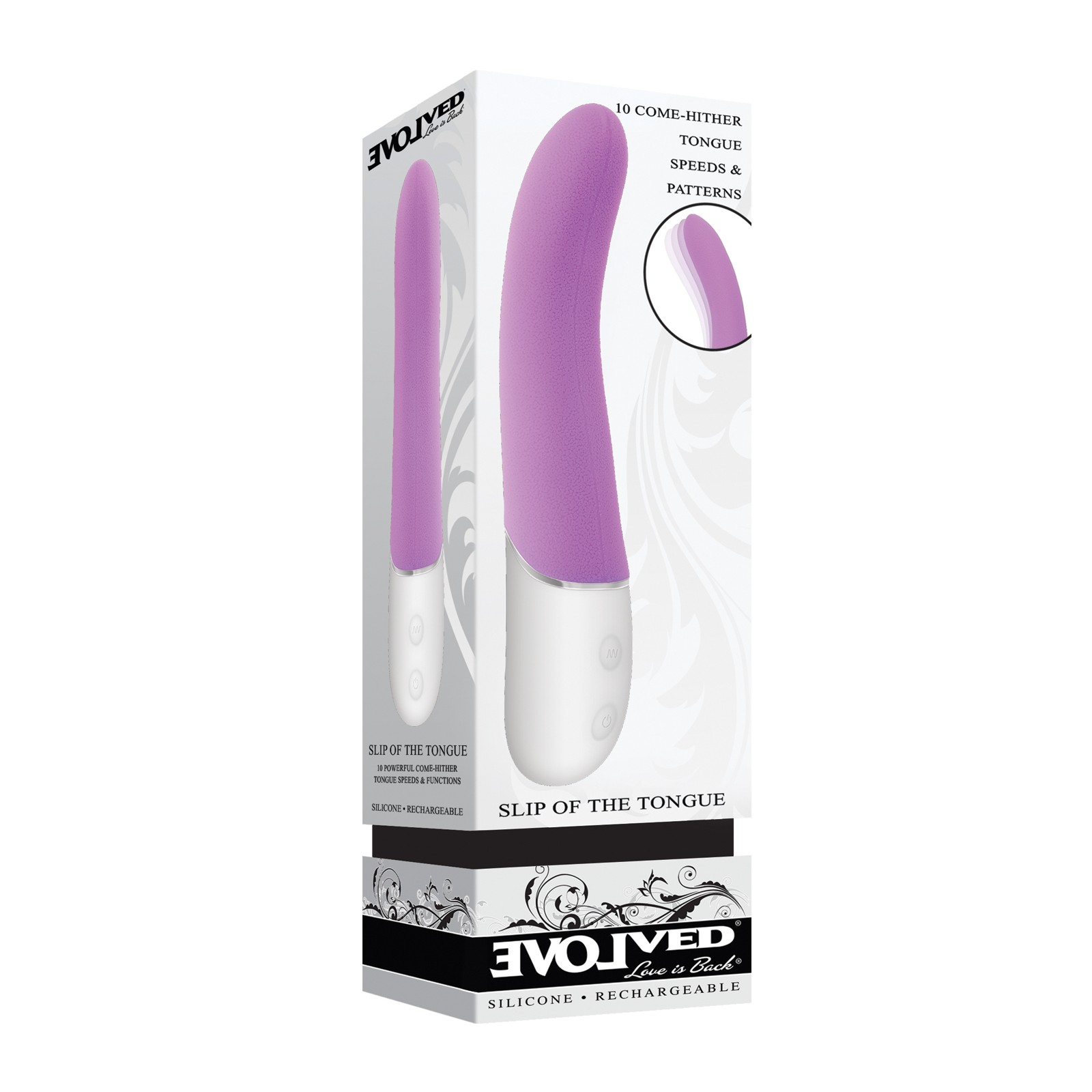 Evolved Slip of the Tongue Vibrador G-Spot Púrpura Blanco