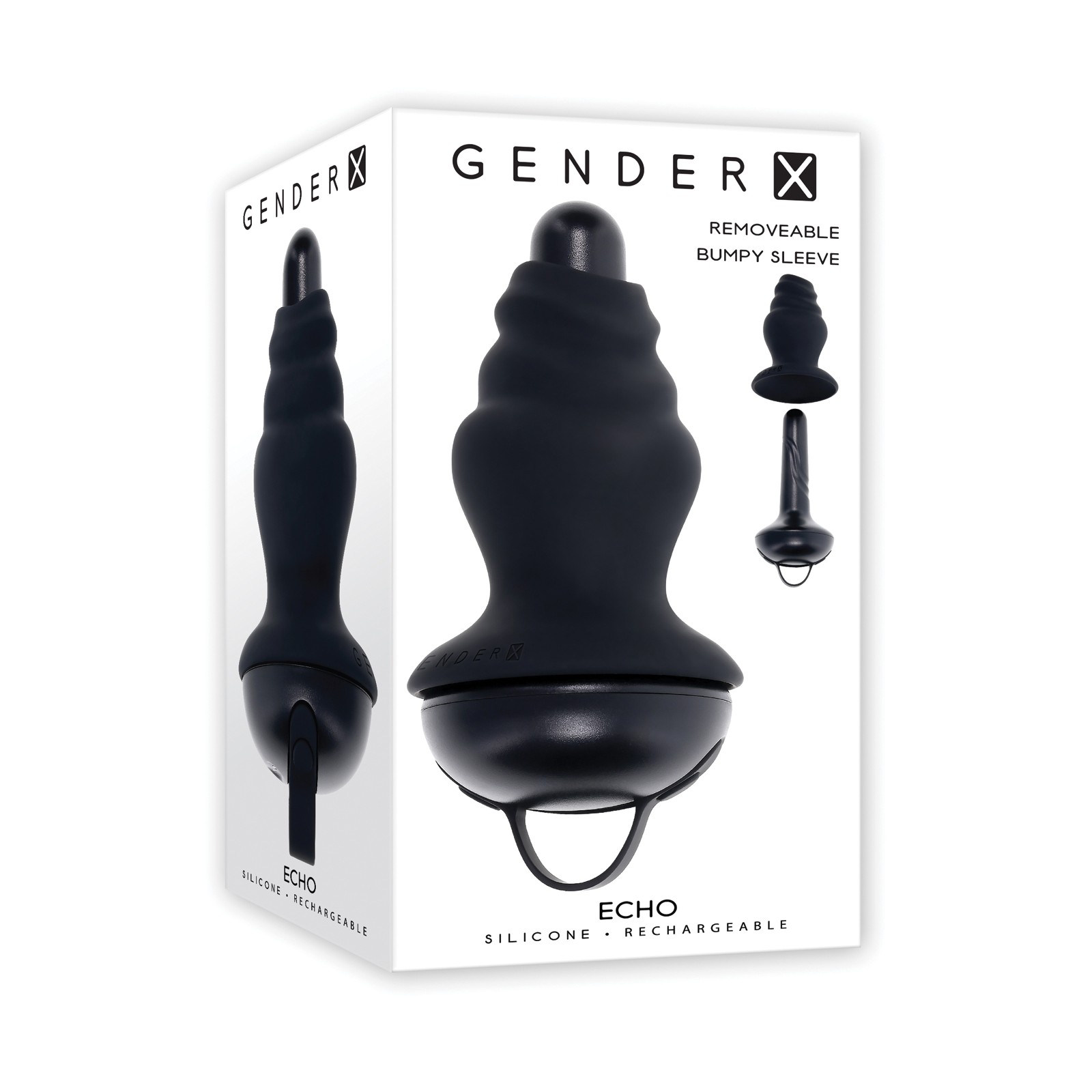 Gender X ECHO Vibrating Shaft with Removable Silicone Sleeve - Black